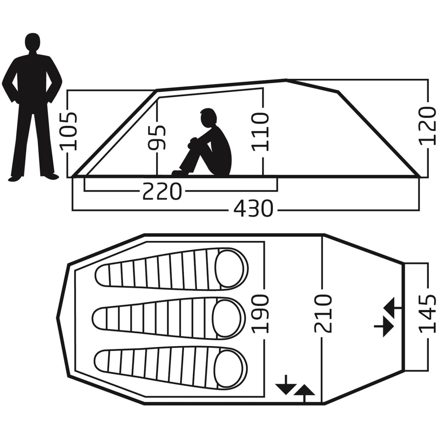 Nordisk Oppland 3 SI - Drei-Personen-Tunnelzelt 5 Nordisk Oppland 3 SI - Drei-Personen-Tunnelzelt – Bild 3