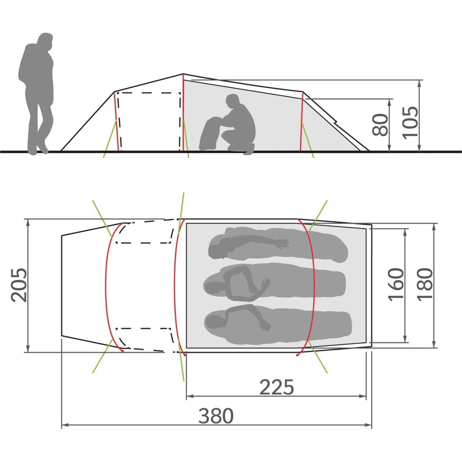 VAUDE Arco XT 3P - Drei-Personen-Tunnelzelt 5 VAUDE Arco XT 3P - Drei-Personen-Tunnelzelt – Bild 3